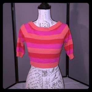 XXI Pink and Orange Striped Midrift Top Size Small